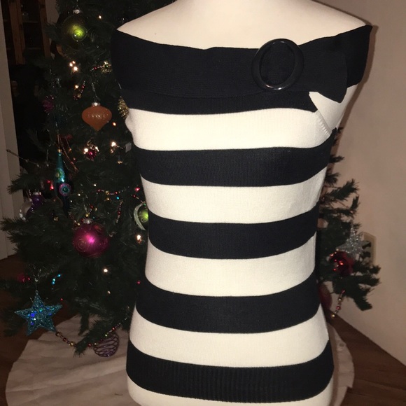 Vintage Off the Shoulder Striped  Sweater - Picture 1 of 4